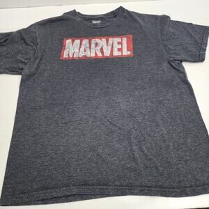 Marvel Gray Red & White Logo Short Sleeve Tee Shirt Men's Size LG